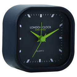 London Clock Company Metal Square Alarm, Grey